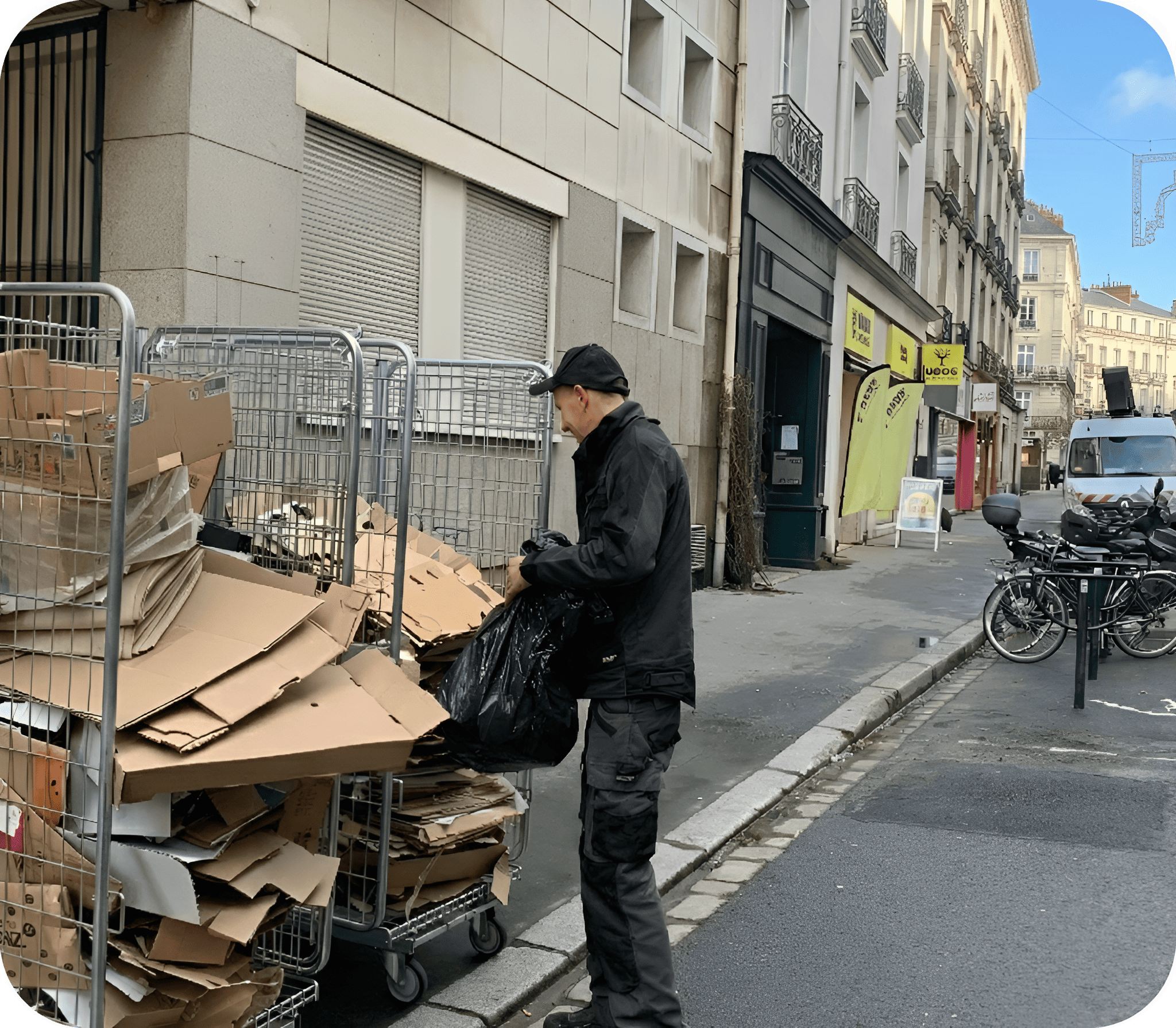 Illu 1 agent collecte carton roll